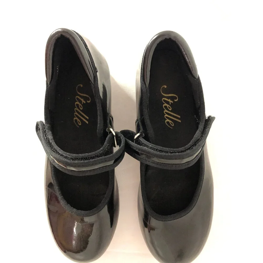 Pre-Owned Dance Dance Tap Shoes Stelle Kids 13M Mary Jane easy Strap Black